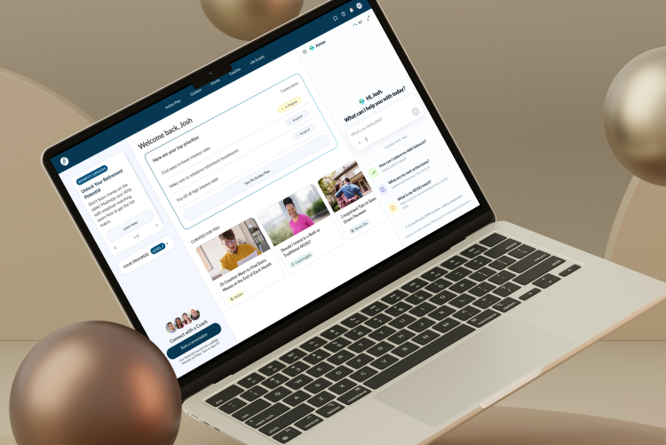 Financial Finesse Hub — the redesigned dashboard open on a laptop